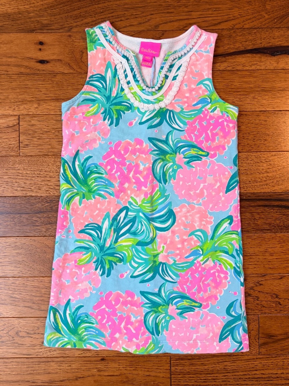 🌺GIRLS Lilly Pulitzer Mini Harper Dress Blue Ibiza Pineapple Size M (6-7)🌺